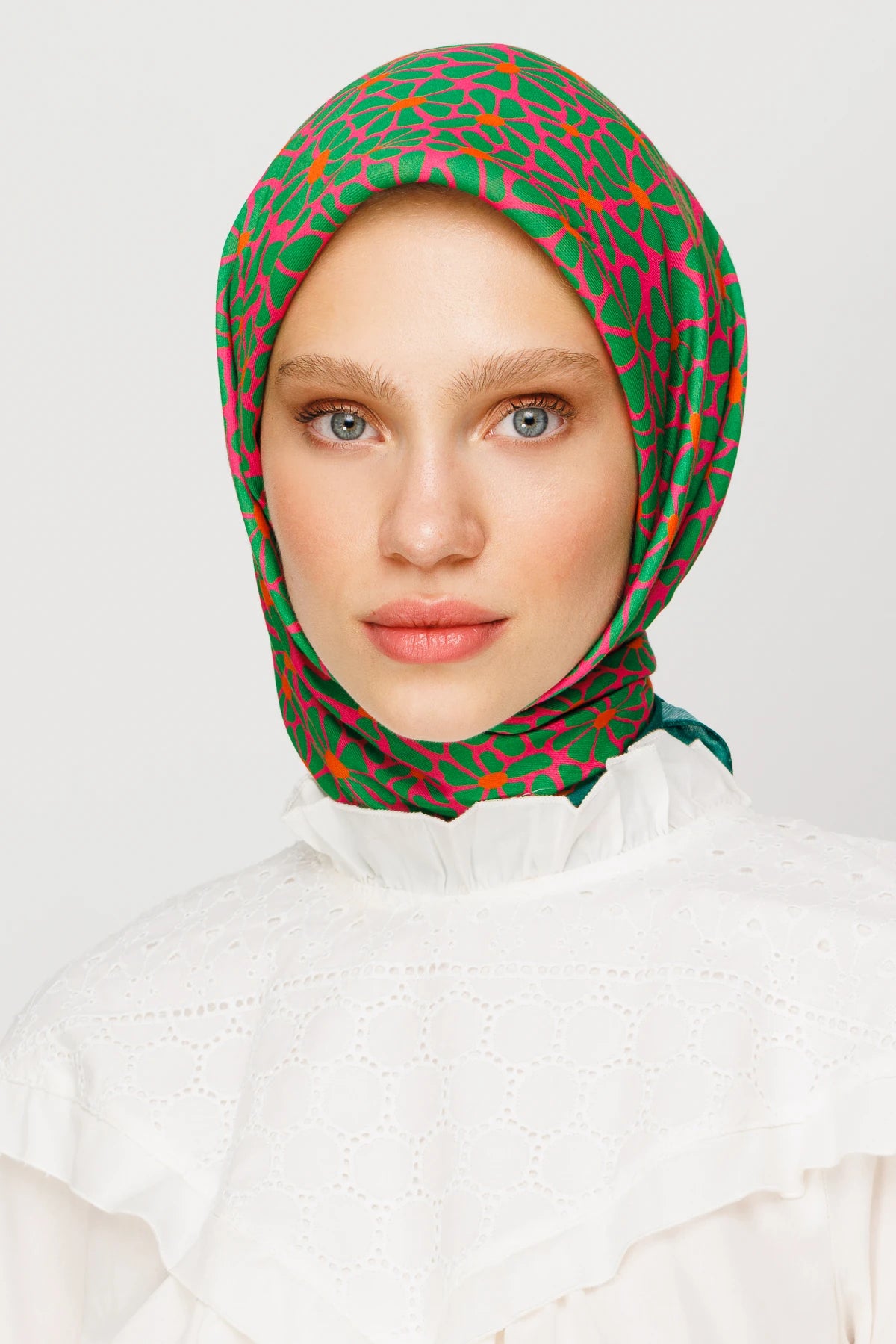 Clover Desen Dijital Soft Eşarp - Fuşya