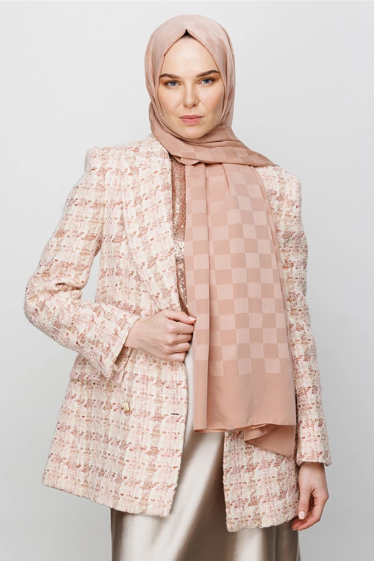 Dama Desen İpeksi Jakar Şal - Rose