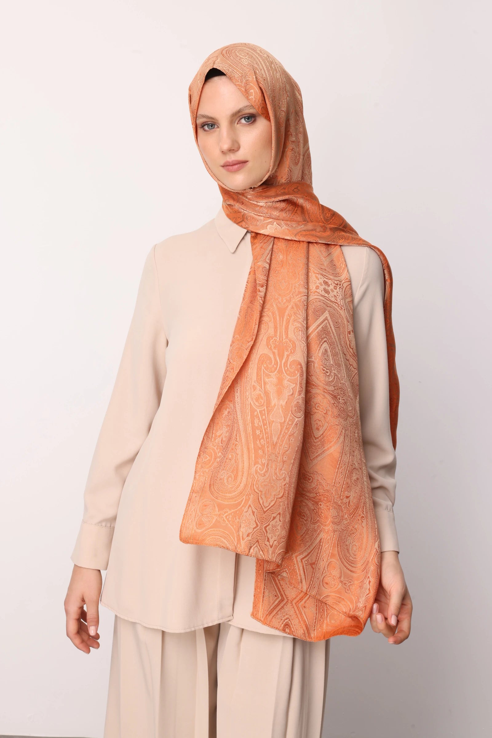 Liva Desen Shine Line Şal - Vizon-Tarçın