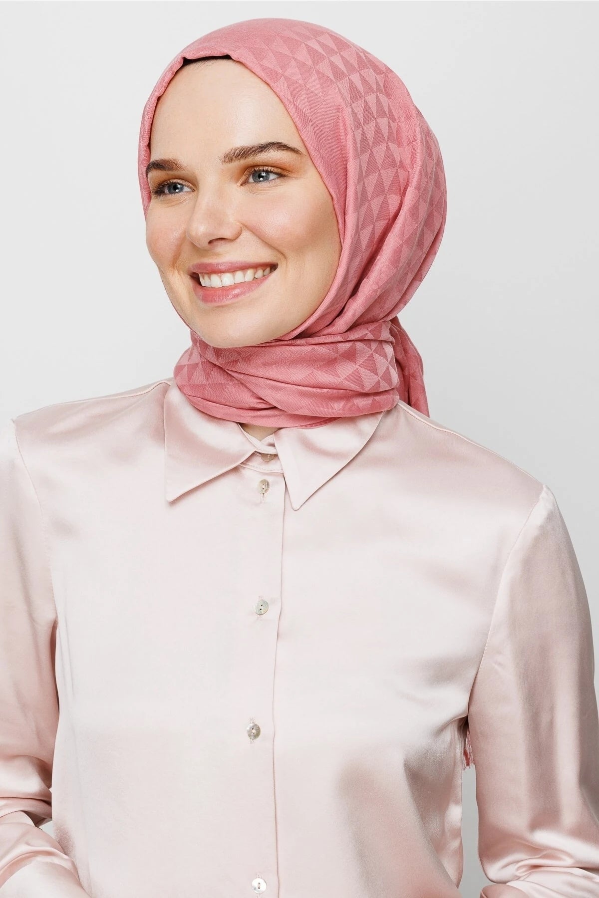 Prizma Desen Pamuk Jakar Şal - Pembe