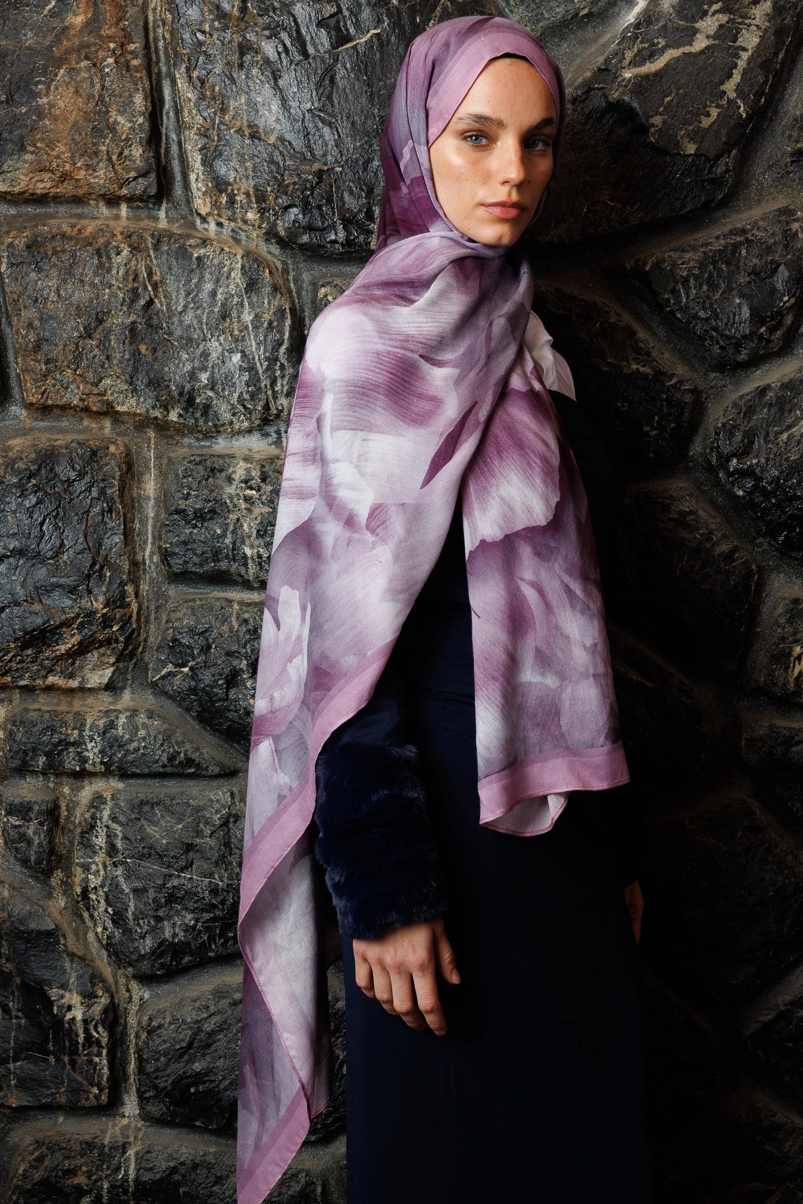 Fleur Desen Rami Şal - Leylak