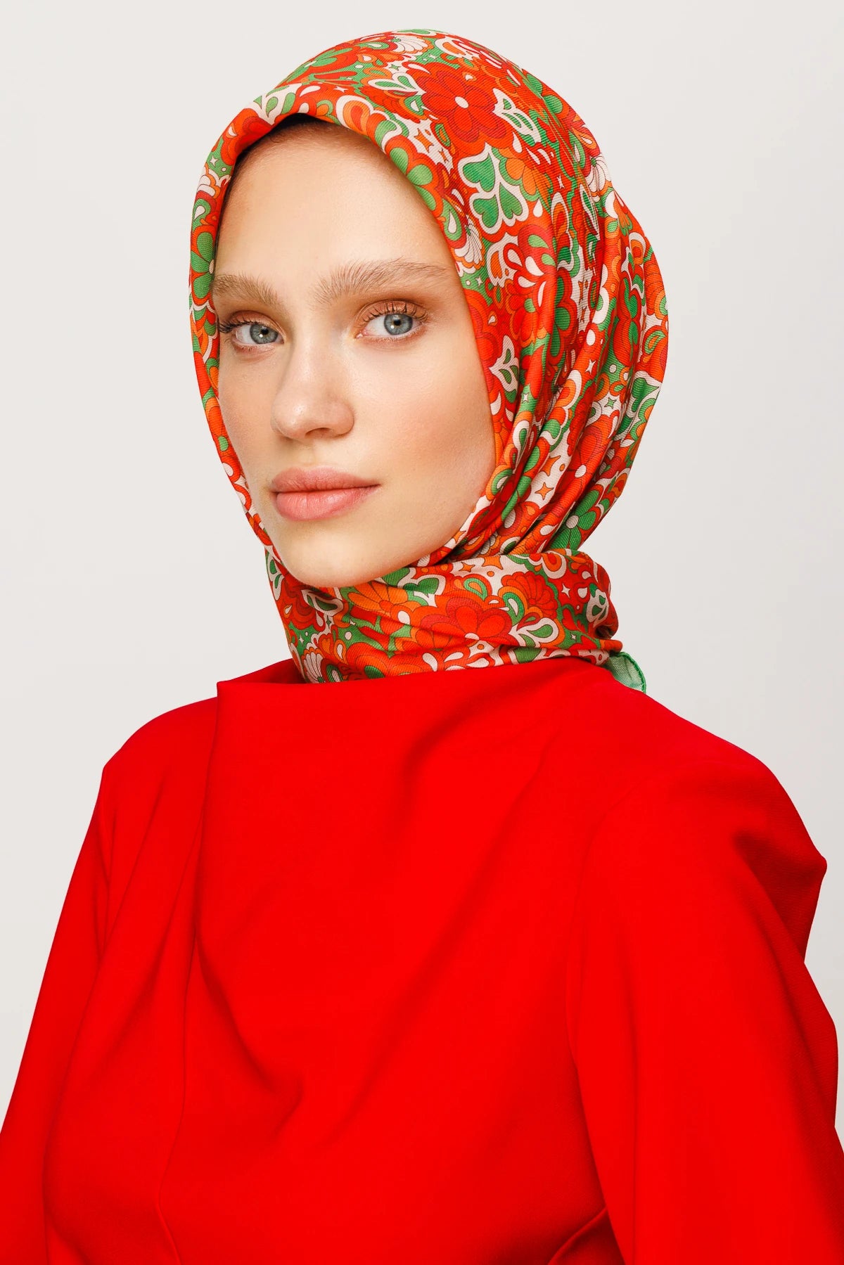 Daisy Desen Dijital Soft Eşarp - Kiremit