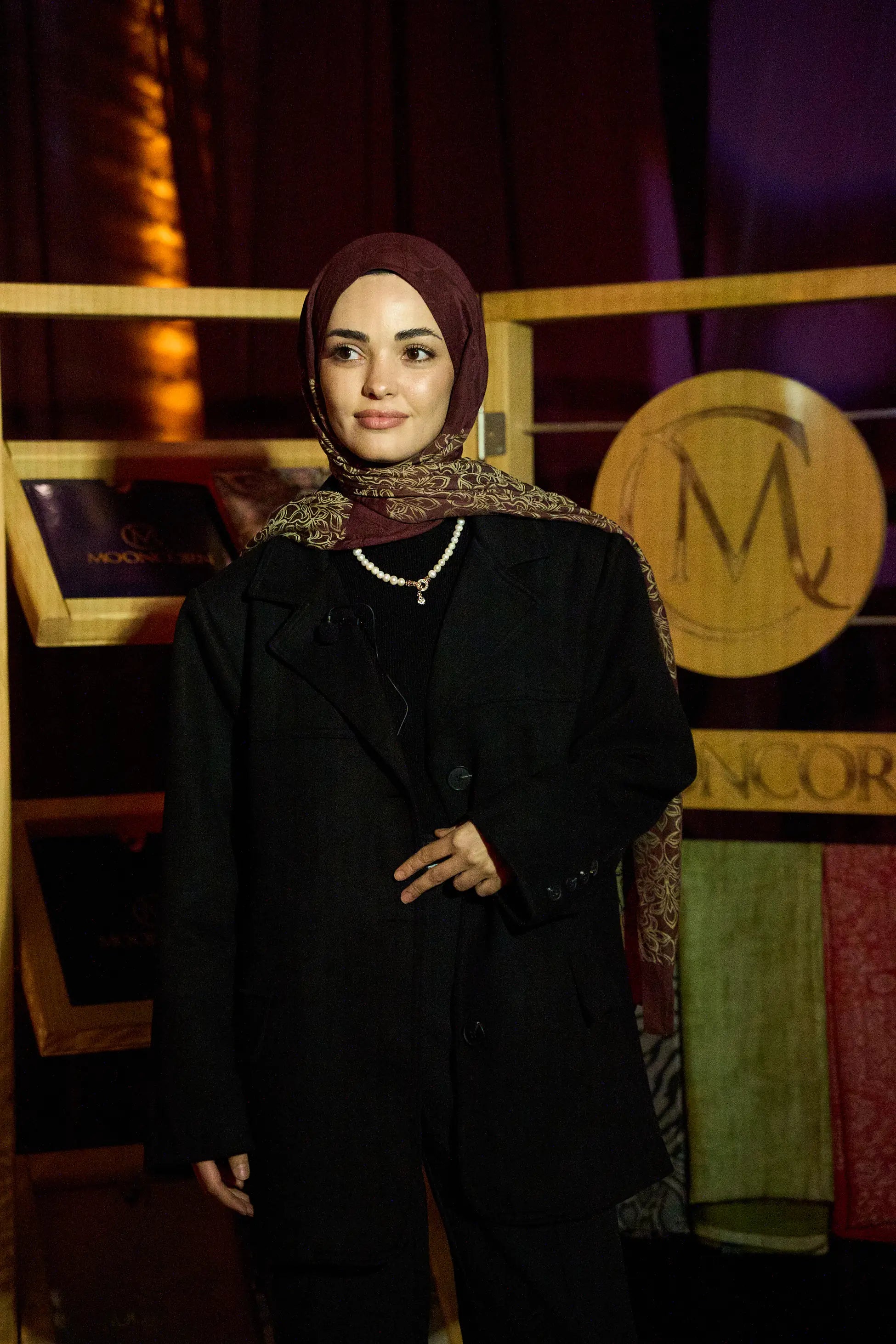 Nora Desen Çift Taraflı Şal - Mürdüm-Somon