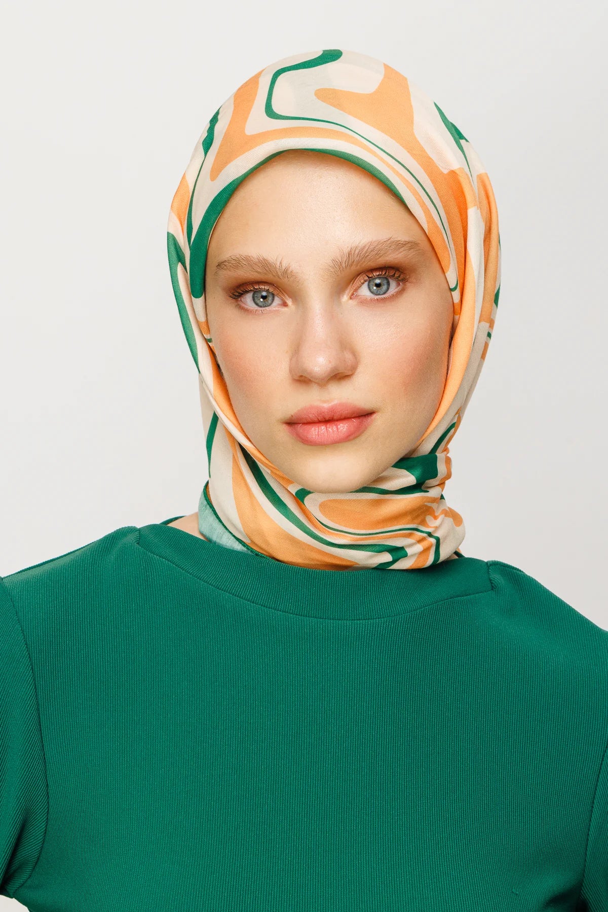 Mira Desen Dijital Soft Eşarp - Benetton Yeşili