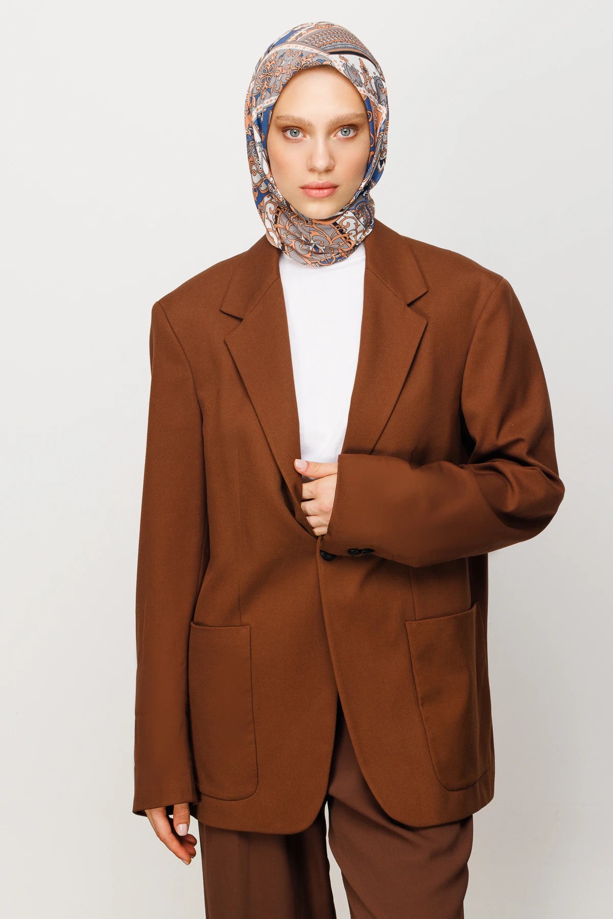 40 Yama Desen Dijital Soft Eşarp - Somon