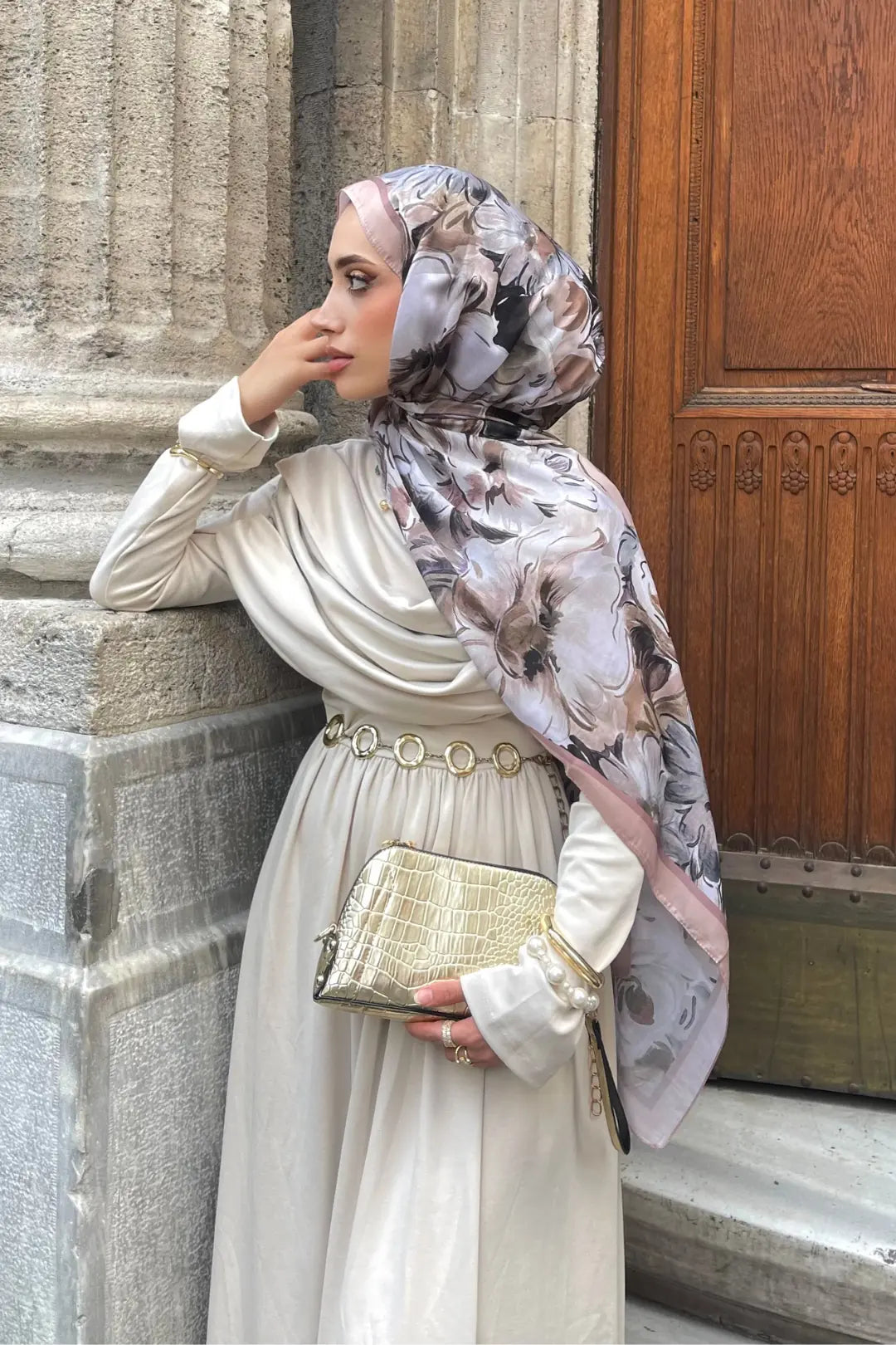 Rossel Desen Pamuk Şal - Vizon