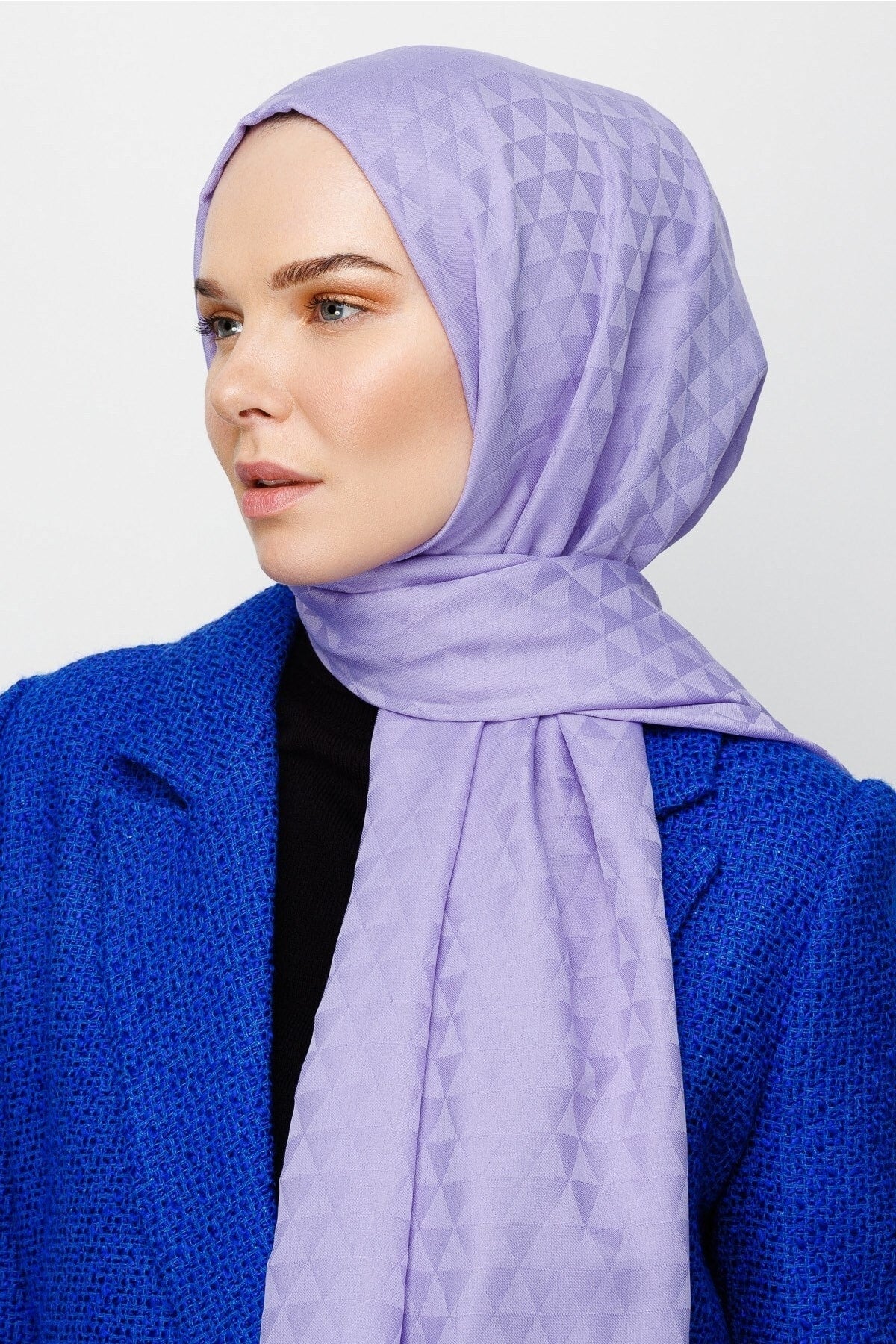 Prizma Desen Pamuk Jakar Şal - Lila
