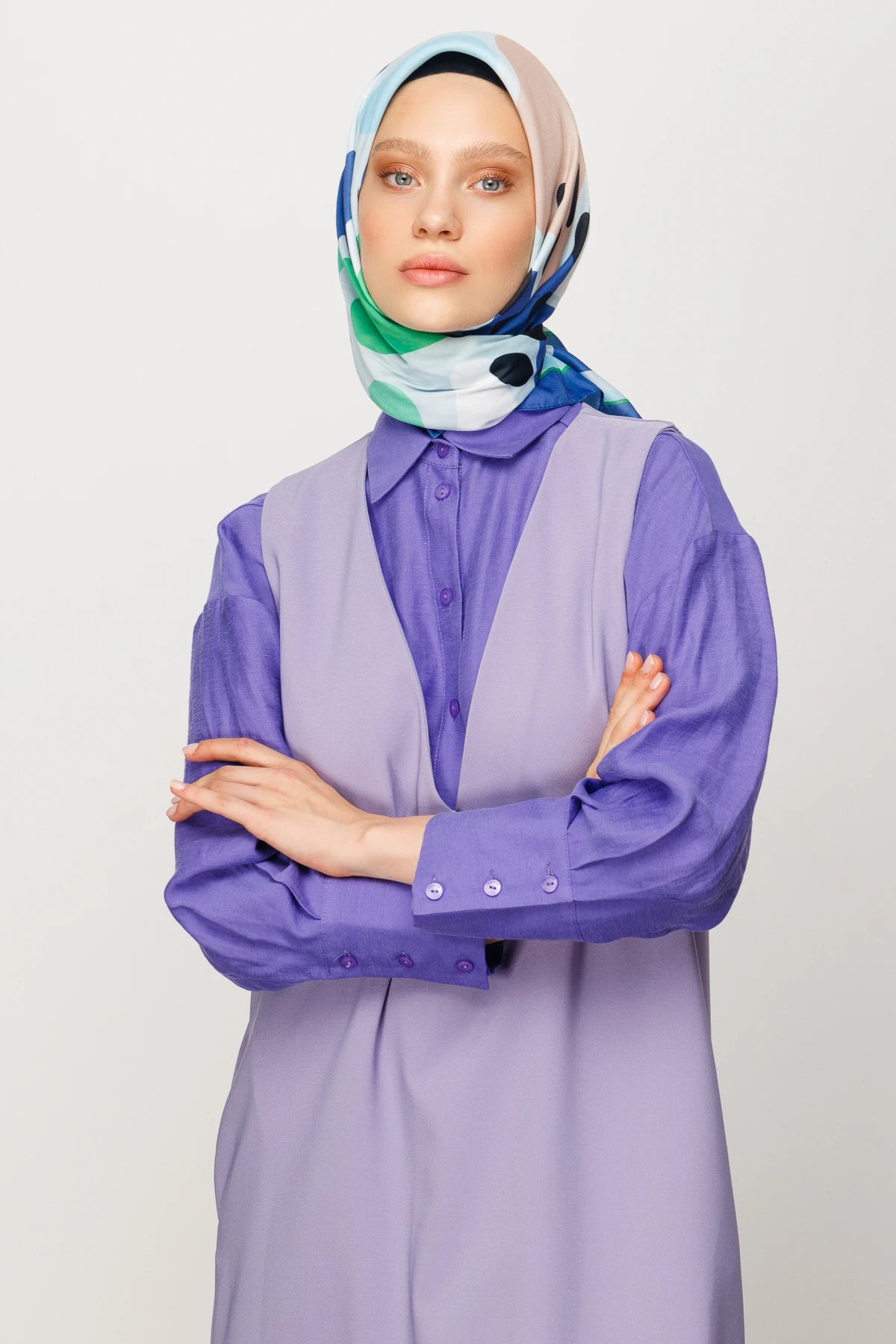 Bloom Desen Dijital Soft Eşarp - Bebek Mavisi