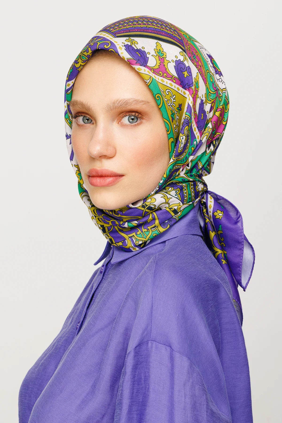 40 Yama Desen Dijital Soft Eşarp - Lavanta