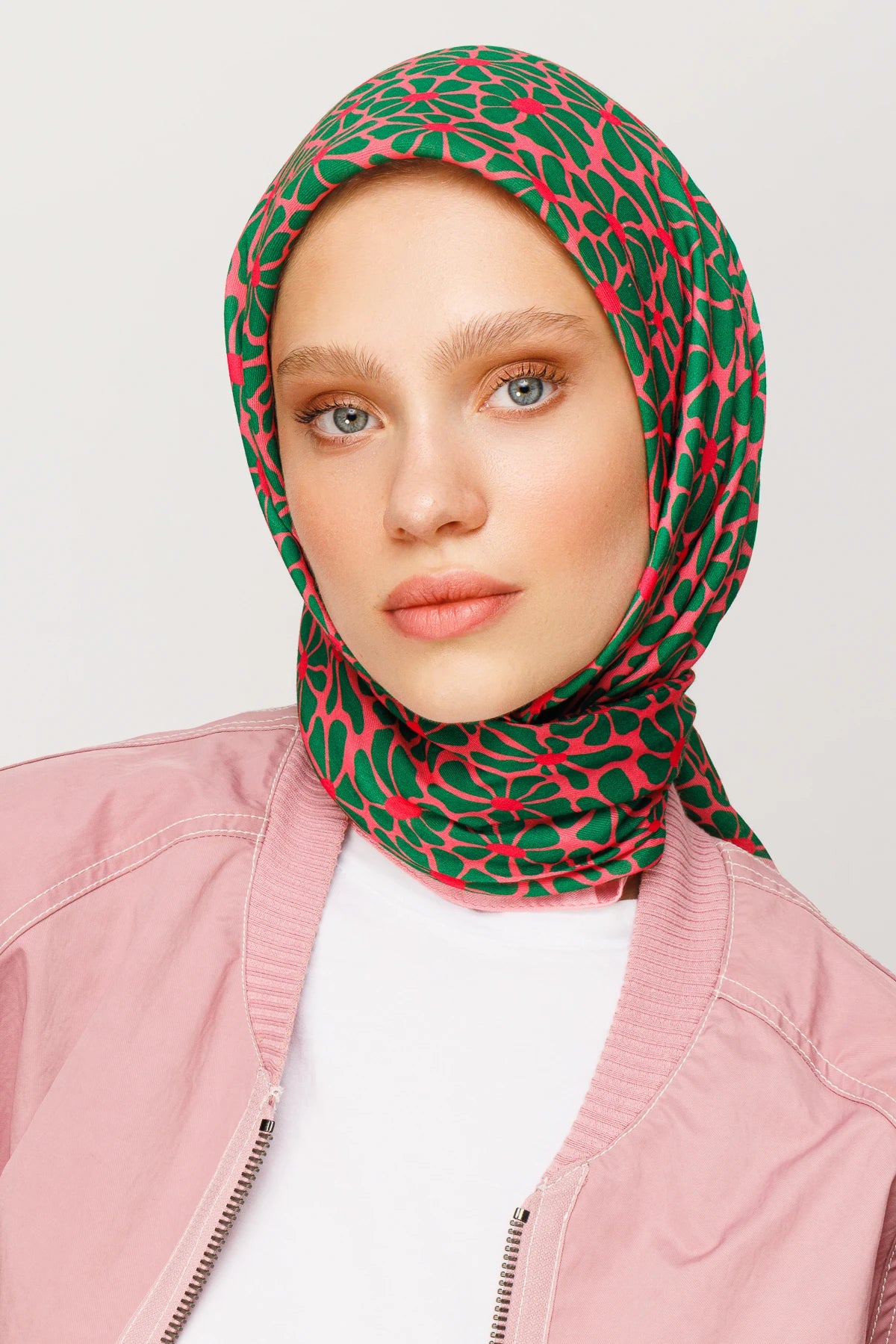 Clover Desen Dijital Soft Eşarp - Pudra