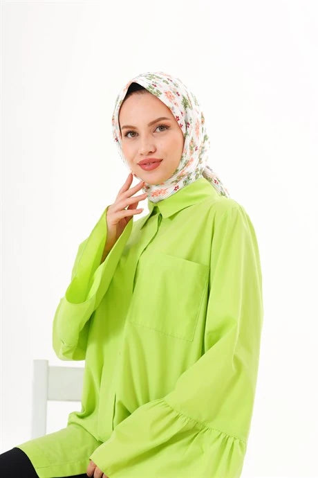 Asma Desen Pilise Eşarp - Fıstık Yeşili