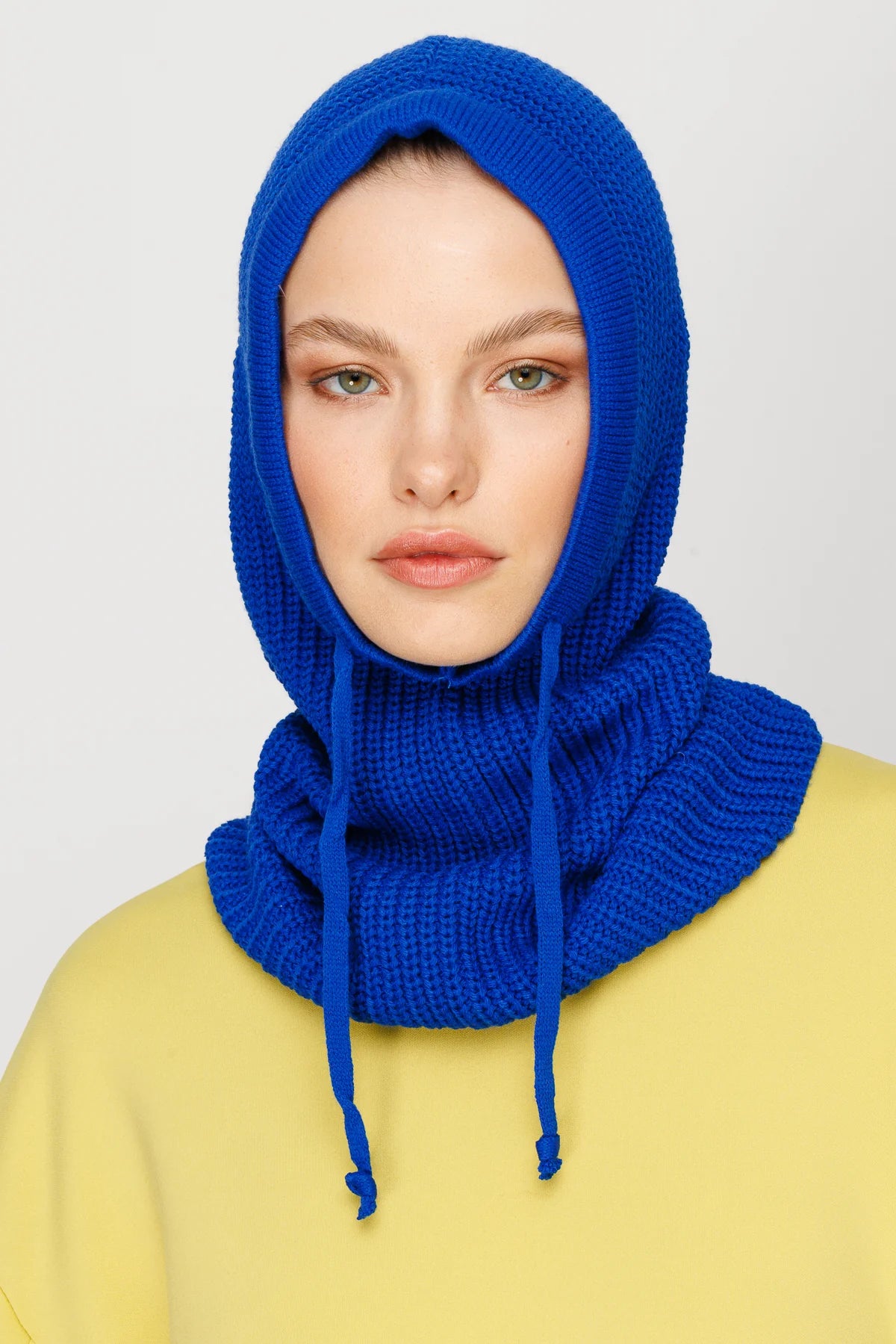Balaclava Triko Başlık - Saks Mavi