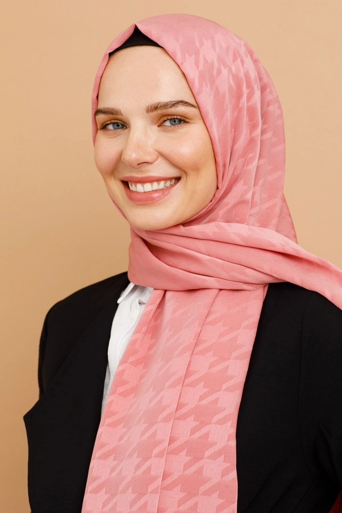 Kazayağı Desen İpeksi Jakar Şal - Pembe