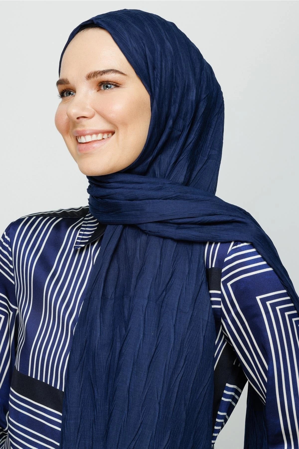 Piliseli Bambu Şal - Lacivert