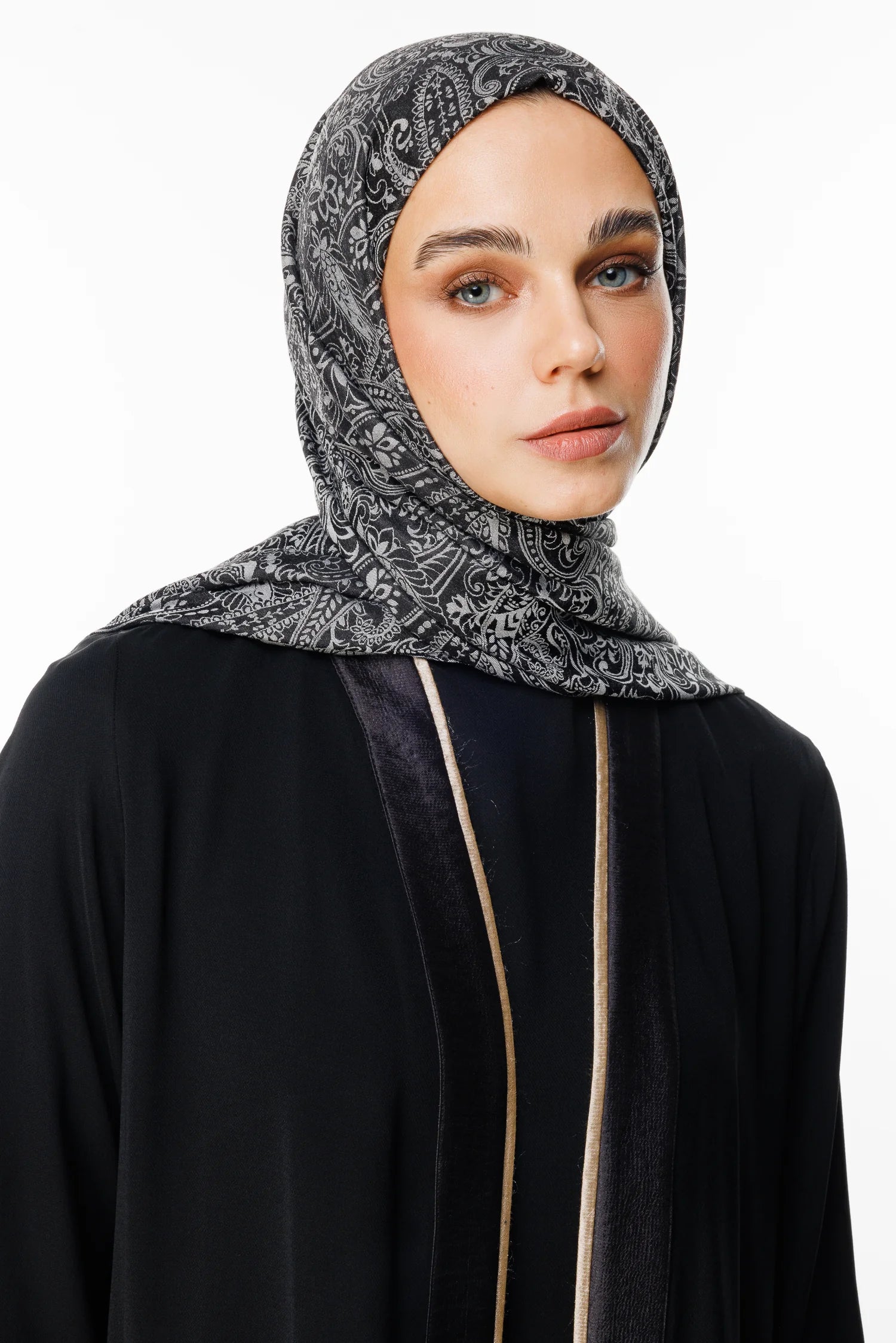 Velora Desen Çift Taraflı Şal - Siyah-Siyah