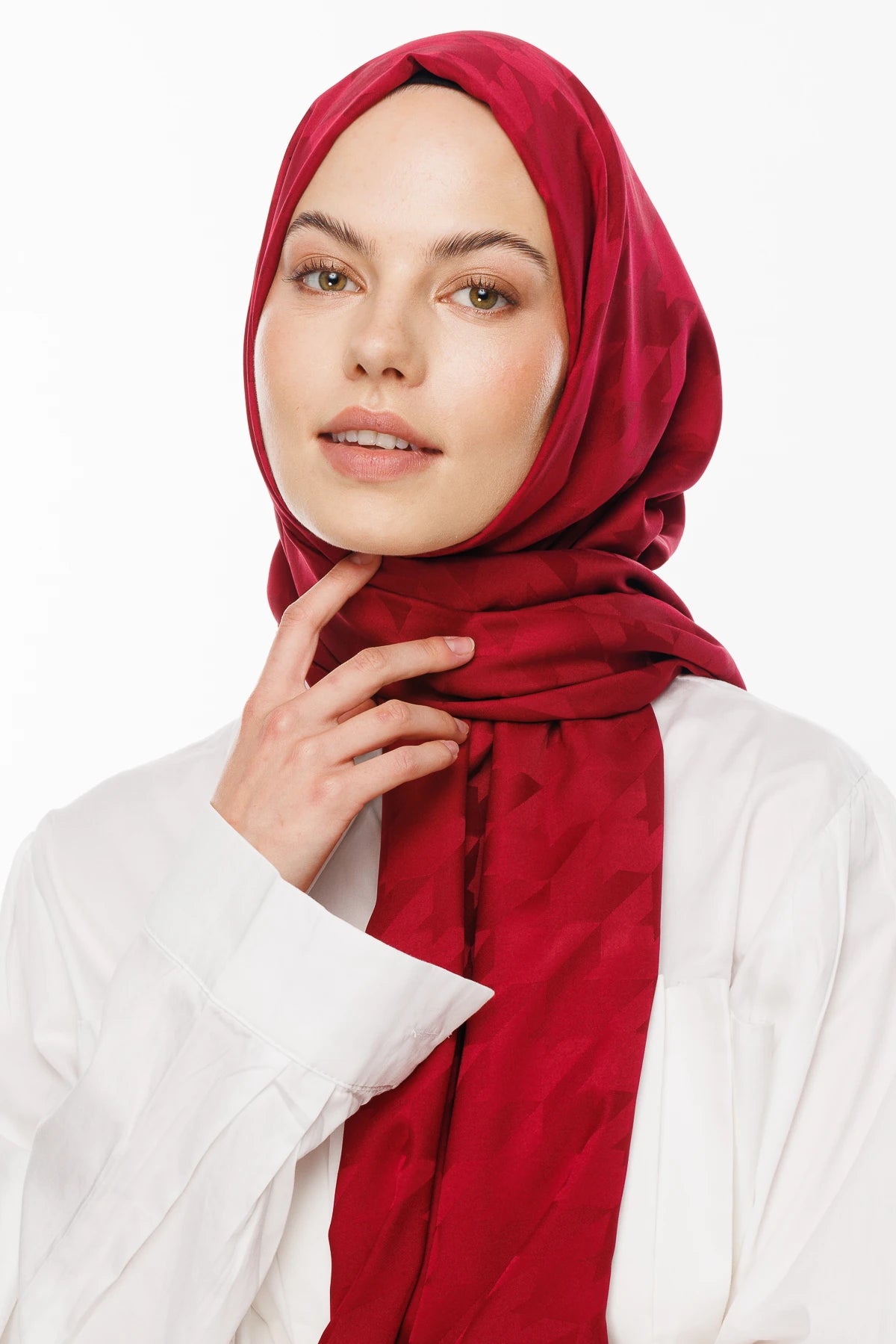 Kazayağı Desen İpeksi Jakar Şal - Magenta