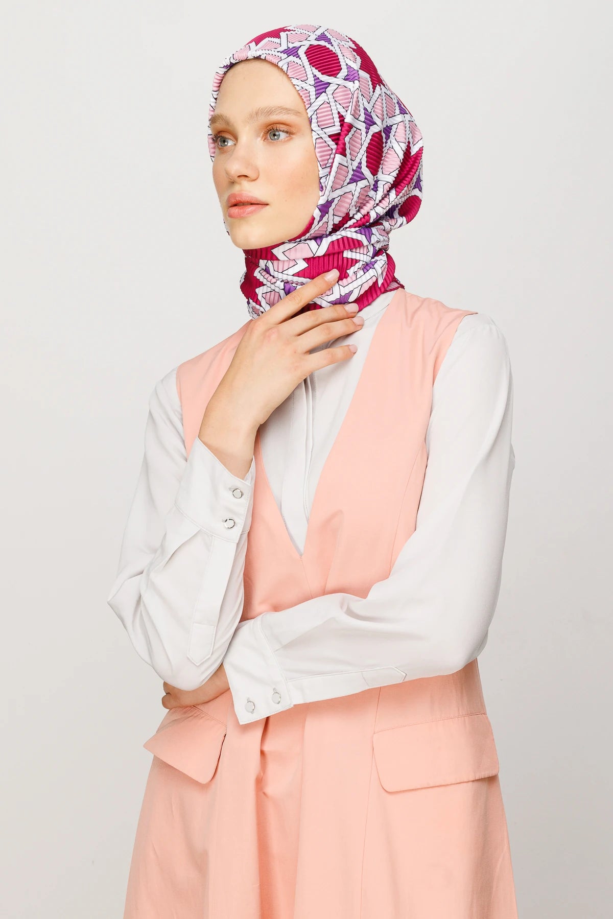 Şira Desen Pilise Eşarp - Magenta