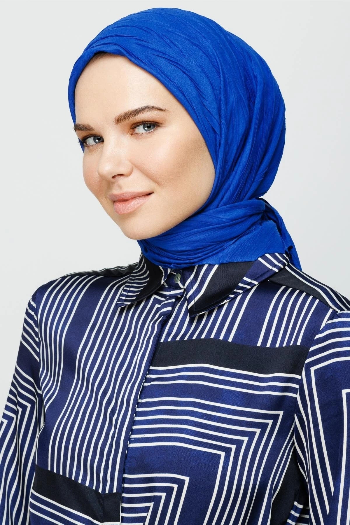 Piliseli Bambu Eşarp - Saks Mavi