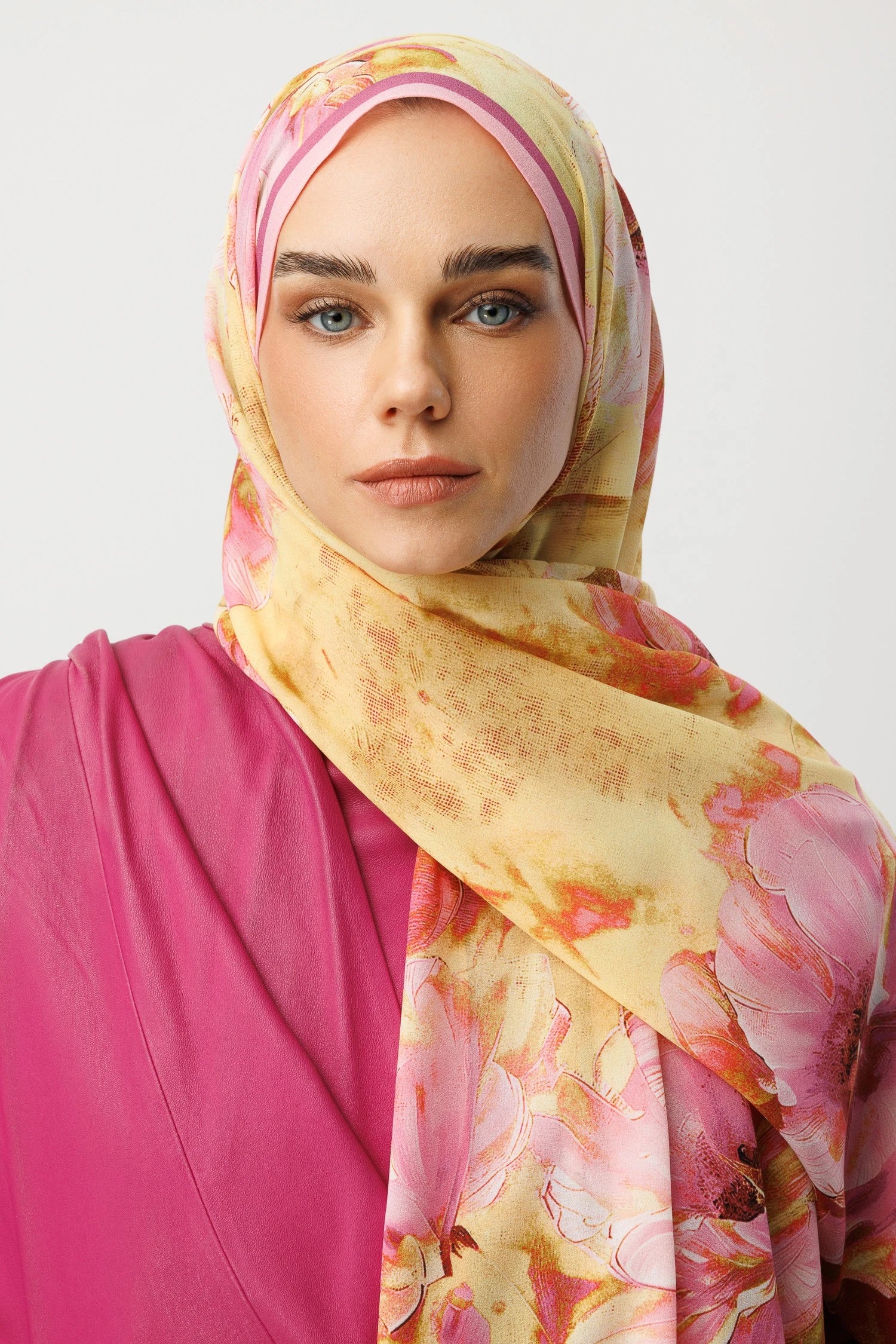 Rose Desen Hebei İpek Şal - Pembe