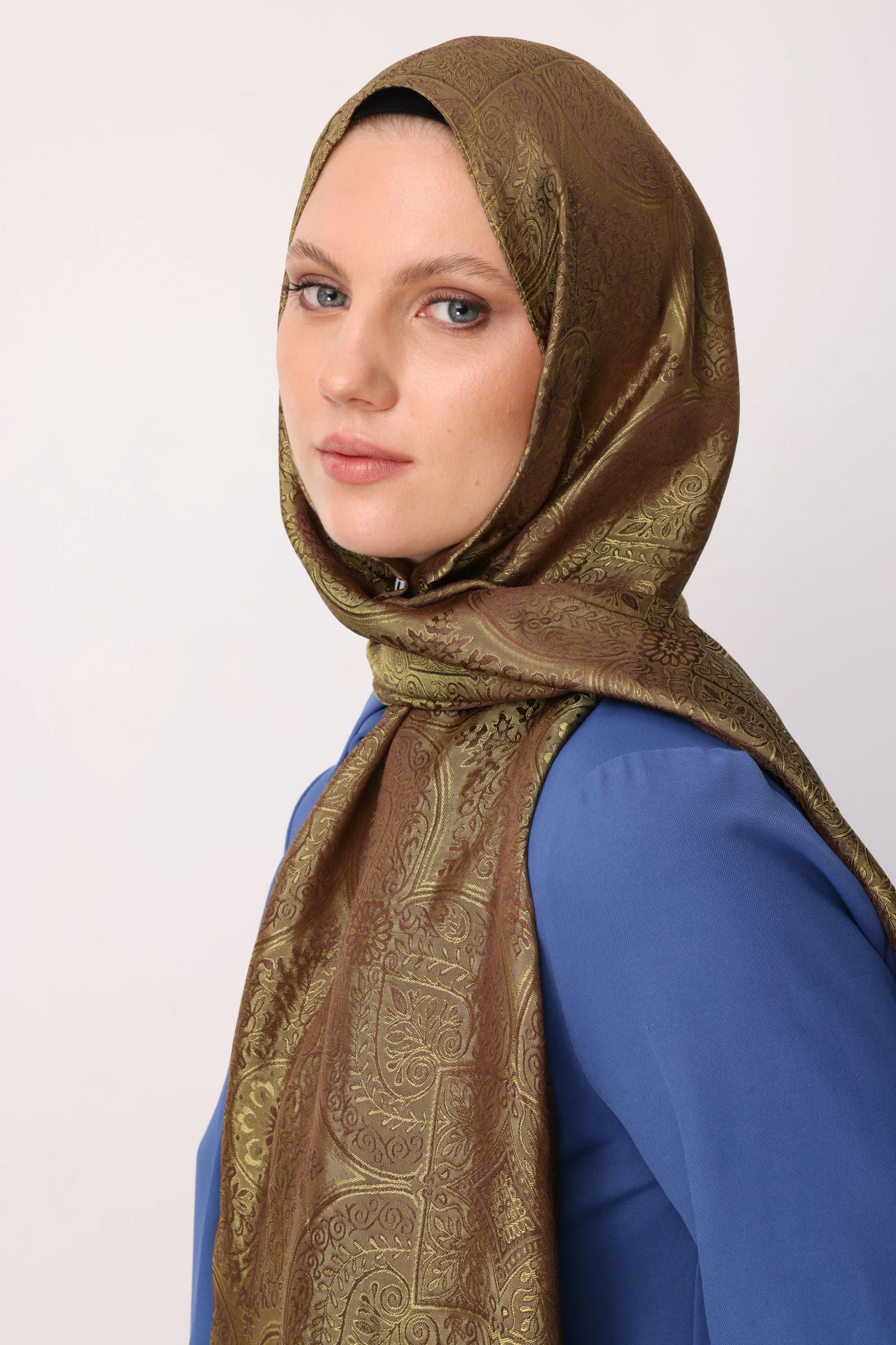 Vera Desen Shine Line Şal - Acı Kahve-Somon