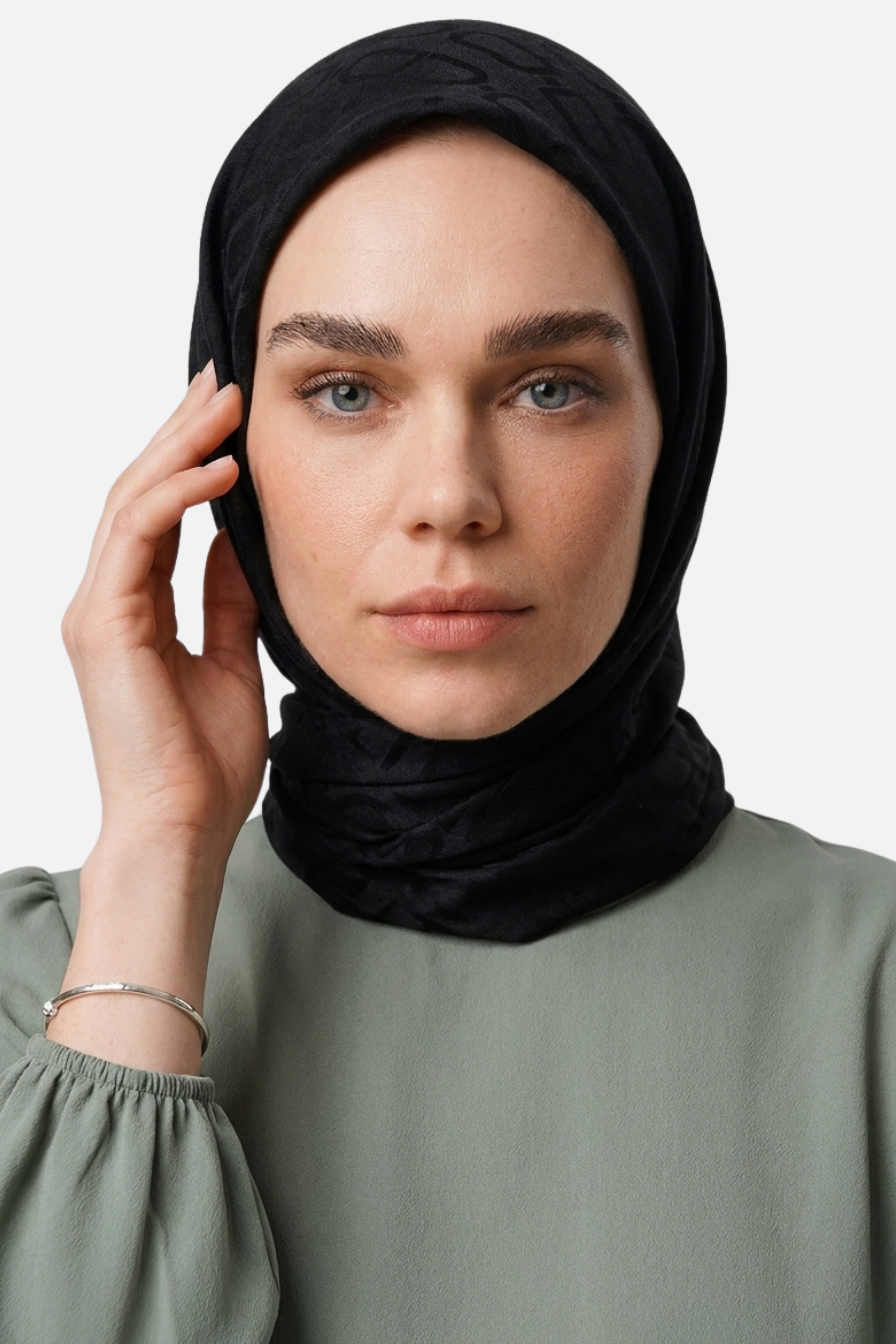 Chain Desen Ayrobin Jakar Eşarp - Siyah