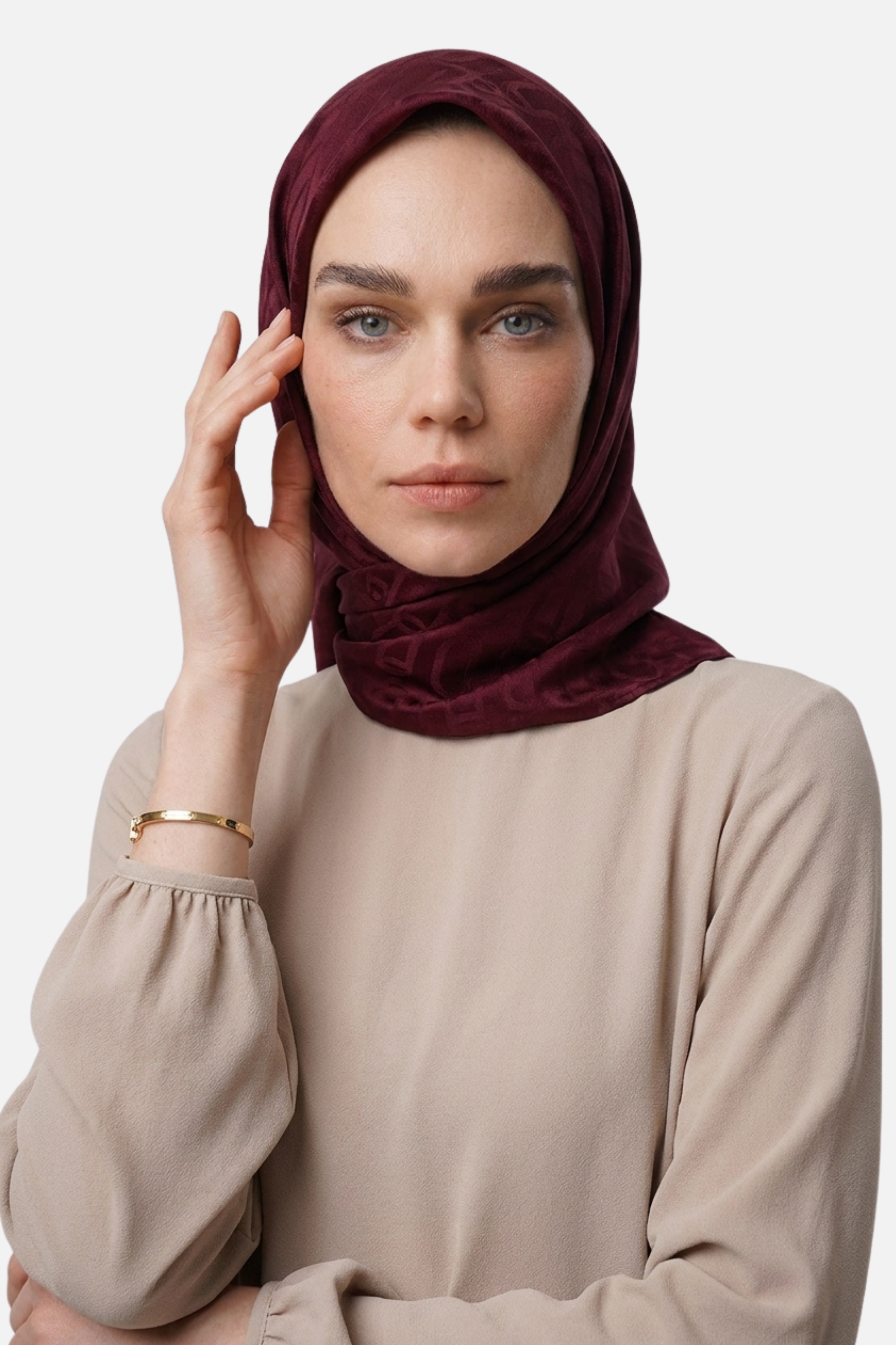 Chain Desen Ayrobin Jakar Eşarp - Bordo