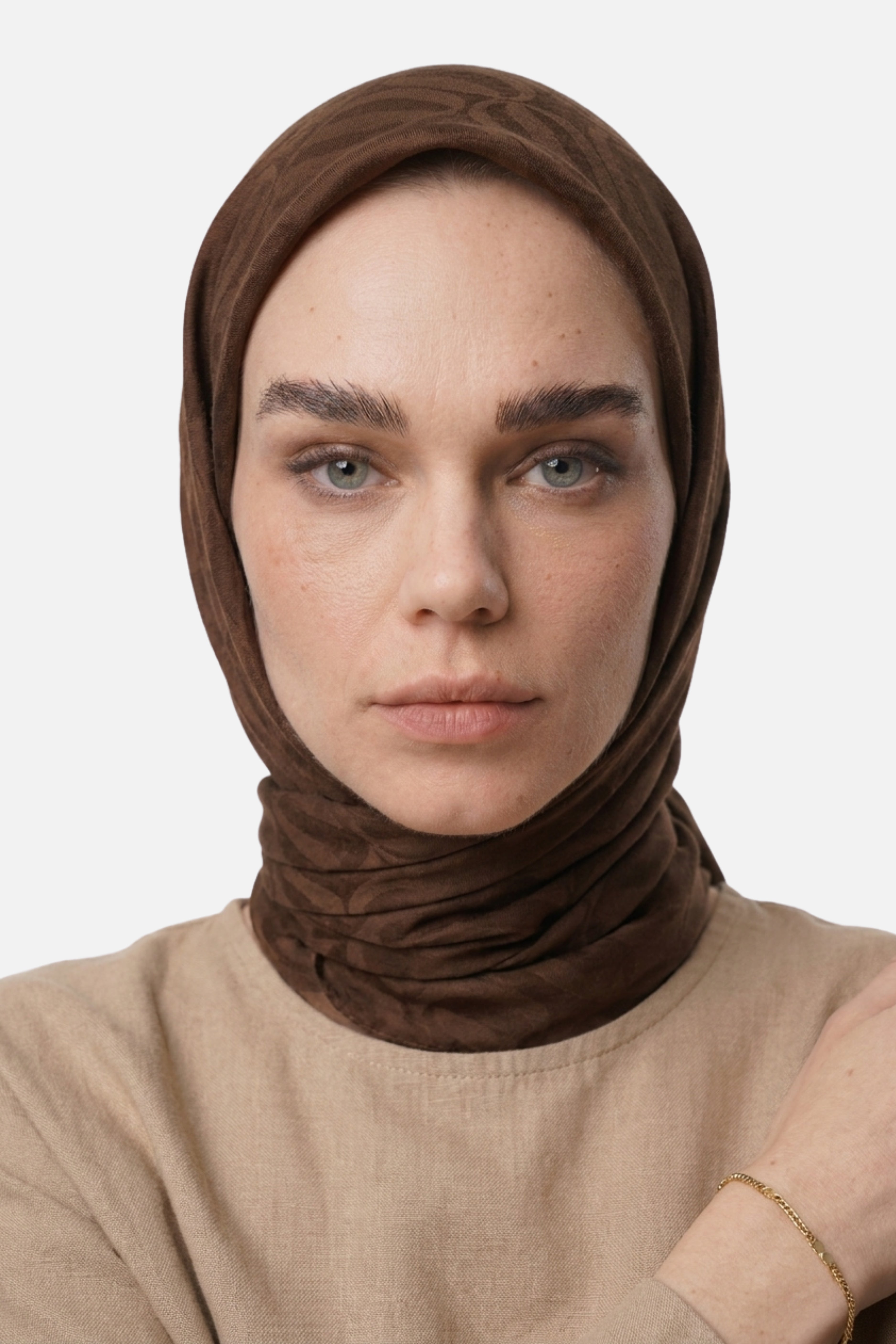 Dune Desen Ayrobin Jakar Eşarp - Acı Kahve