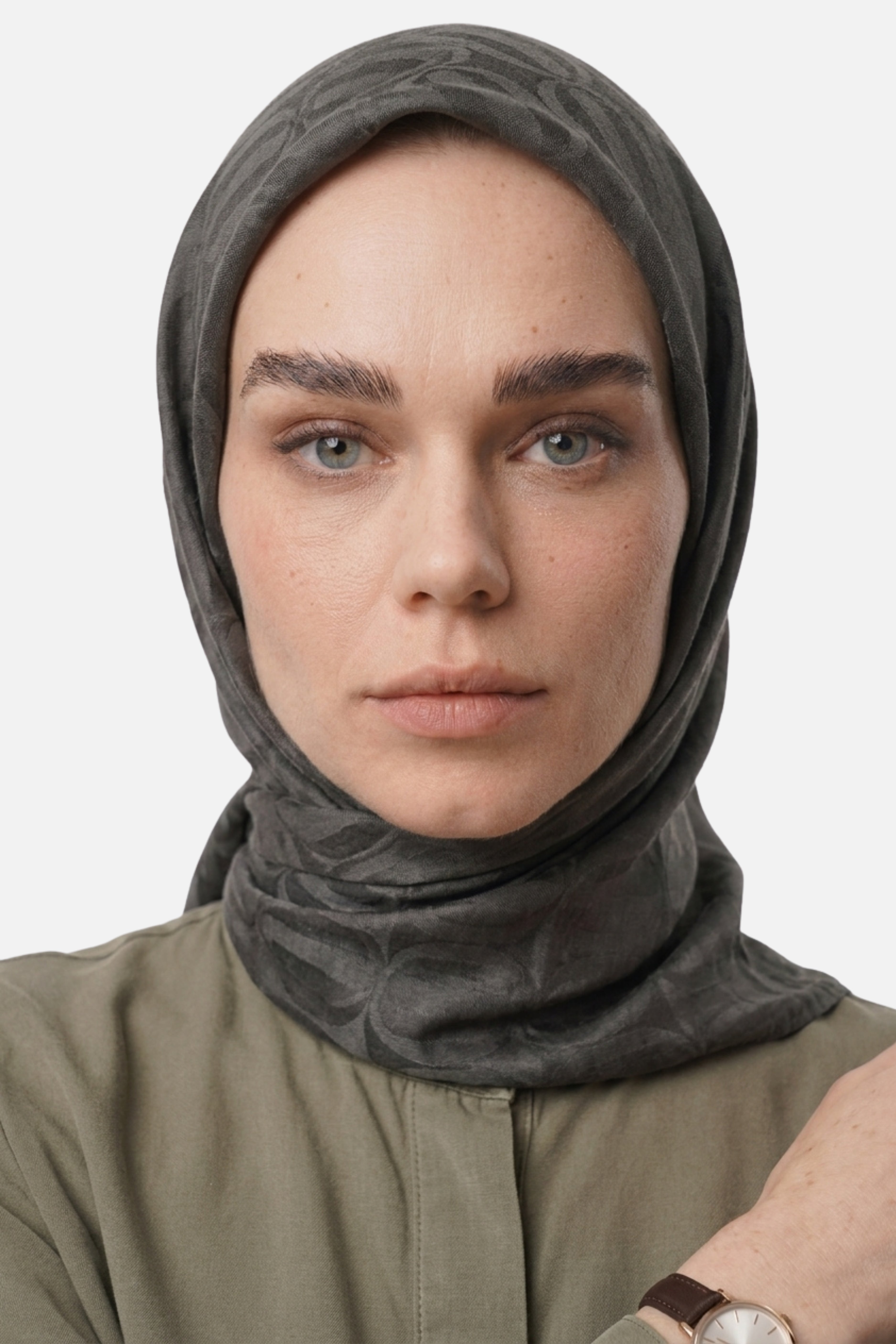 Dune Desen Ayrobin Jakar Eşarp - Füme