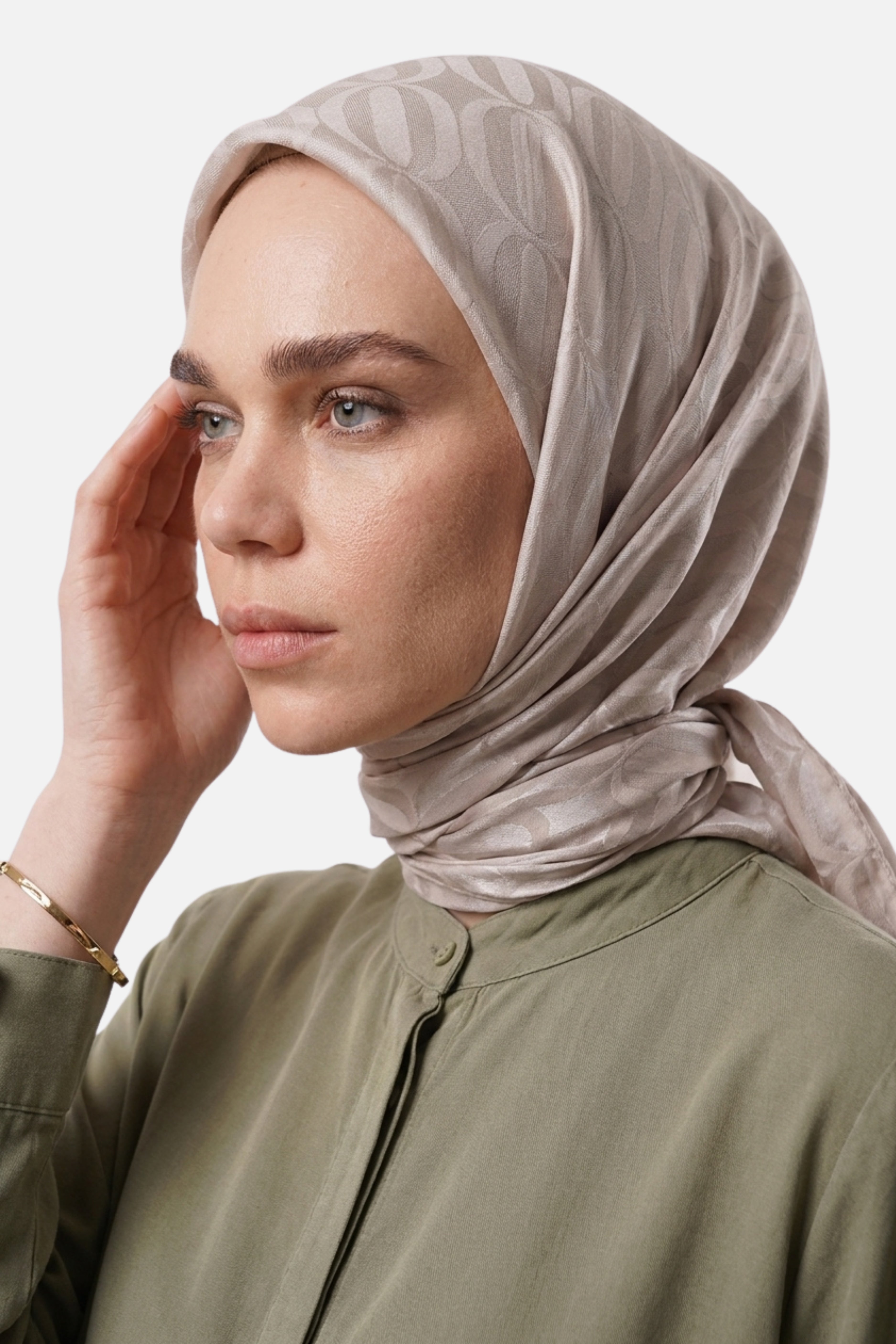 Dune Desen Ayrobin Jakar Eşarp - Krem