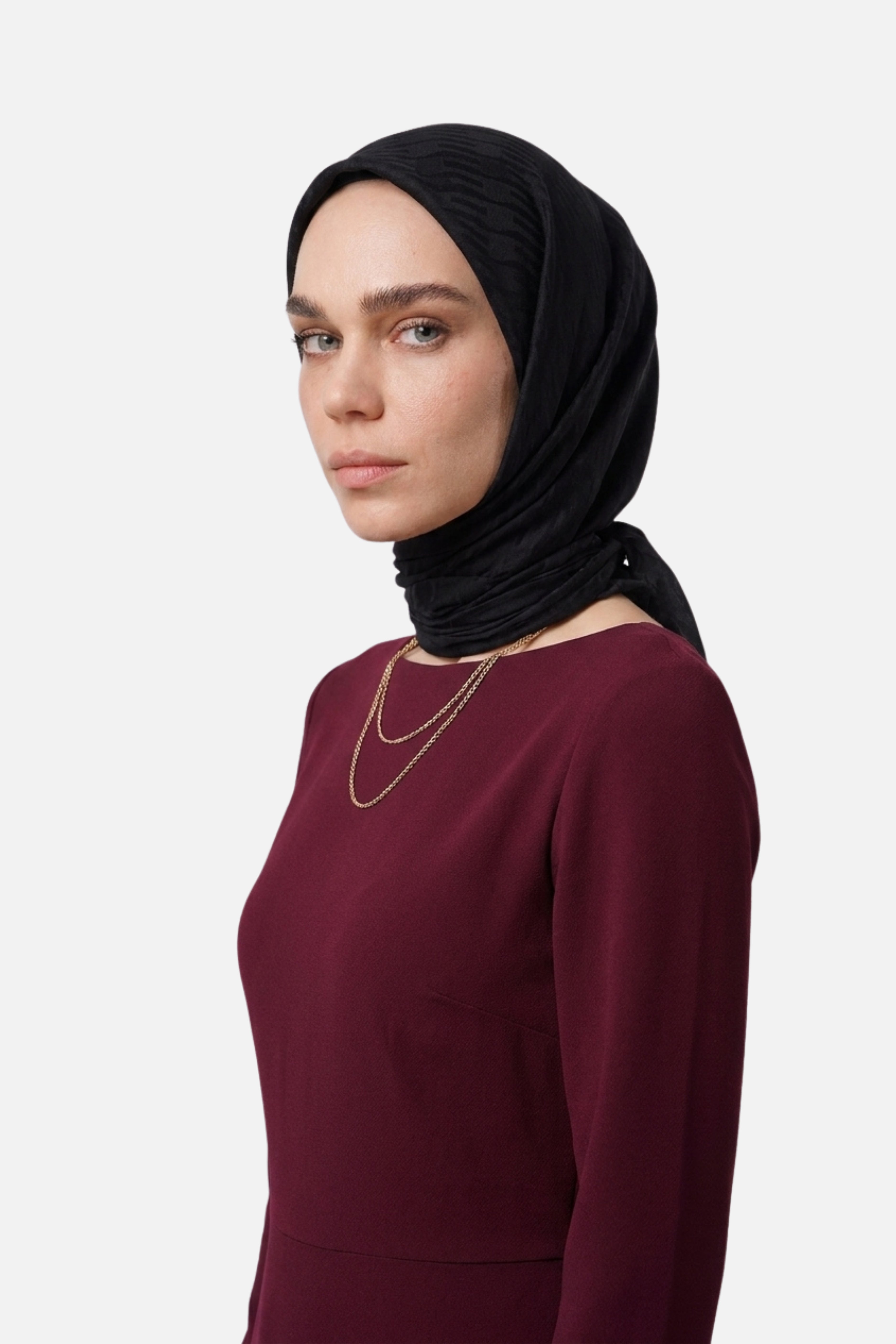 Grove Desen Ayrobin Jakar Eşarp - Siyah