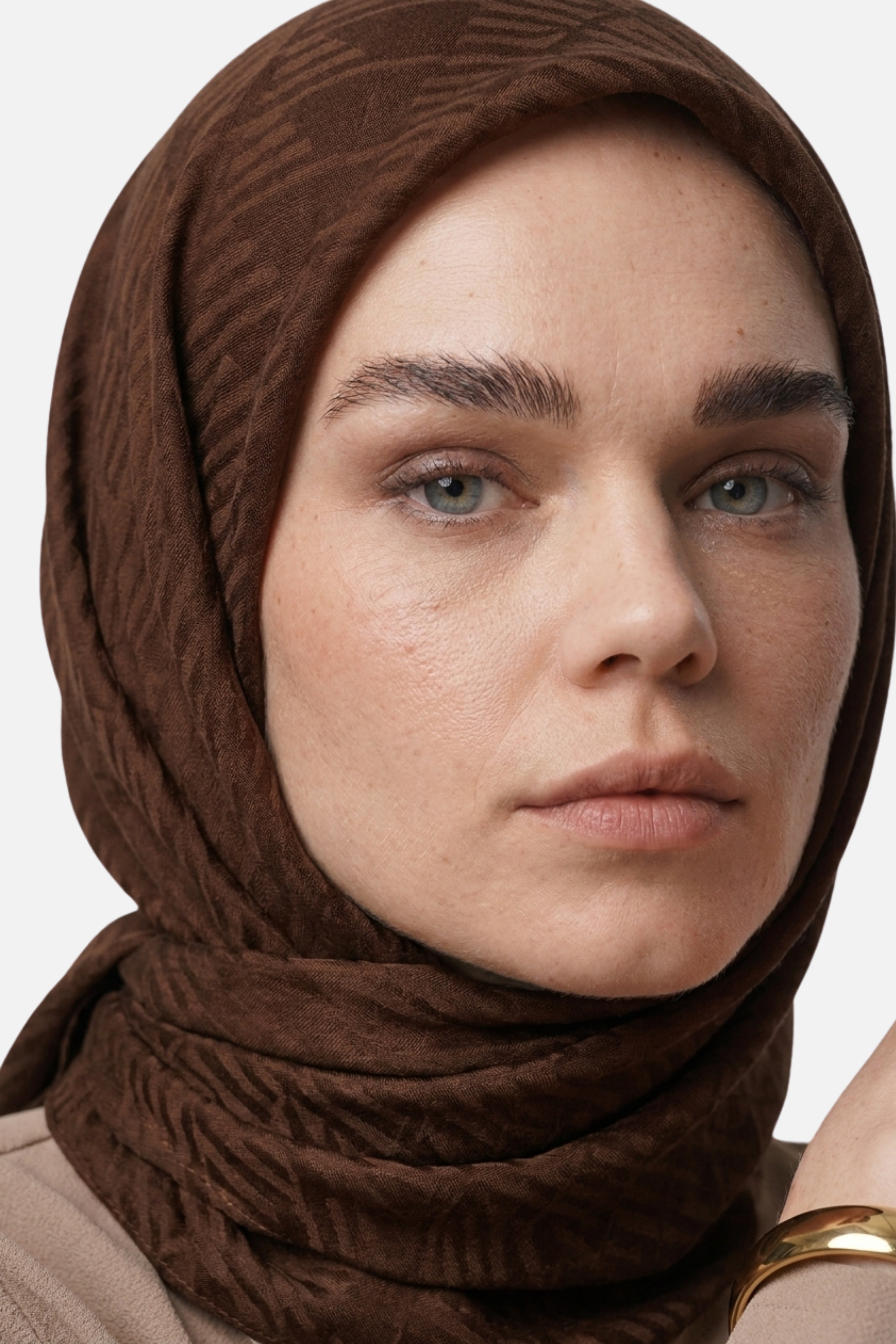 Grove Desen Ayrobin Jakar Eşarp - Acı Kahve
