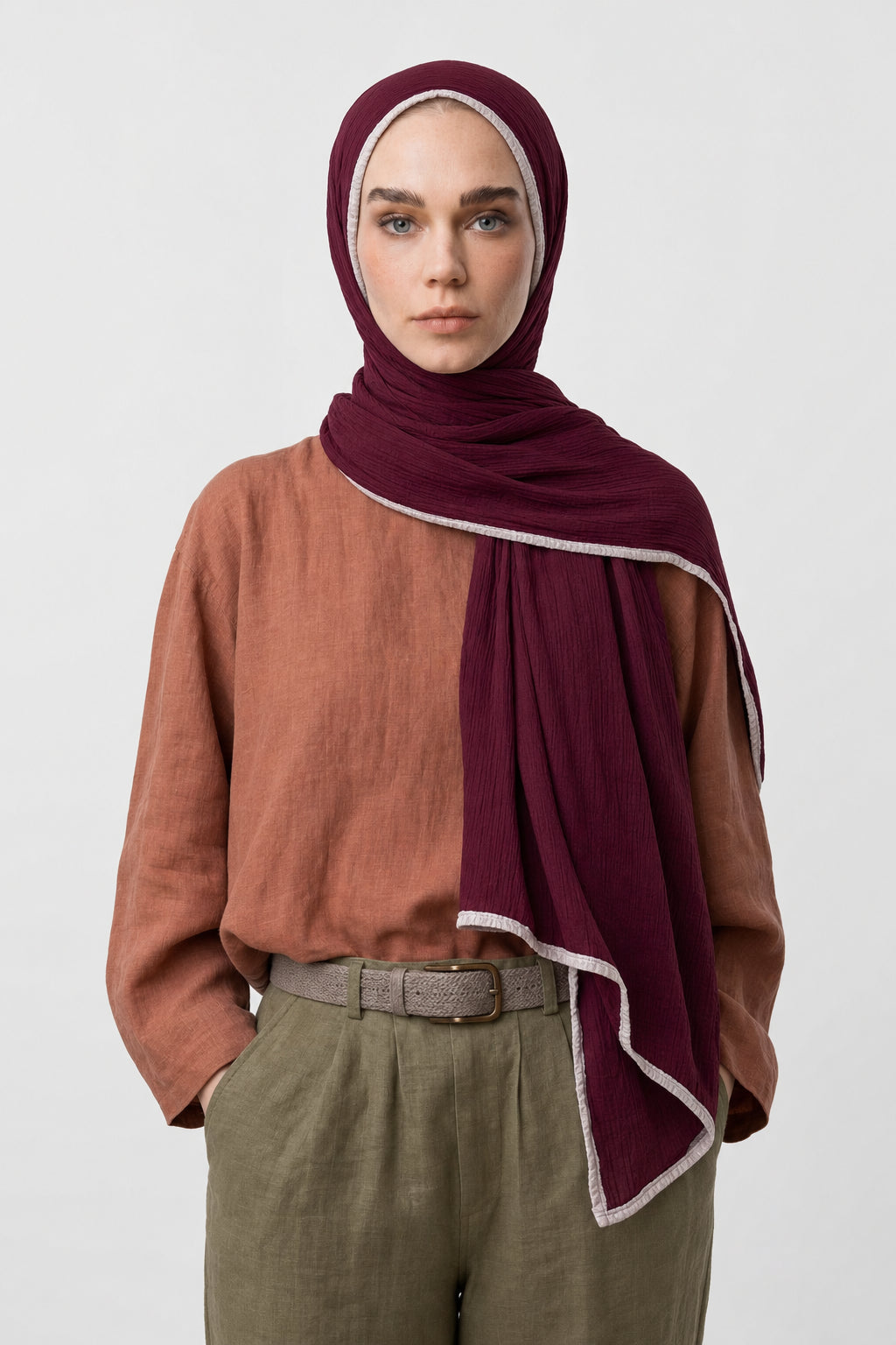 Müslin Şal - Koyu Bordo