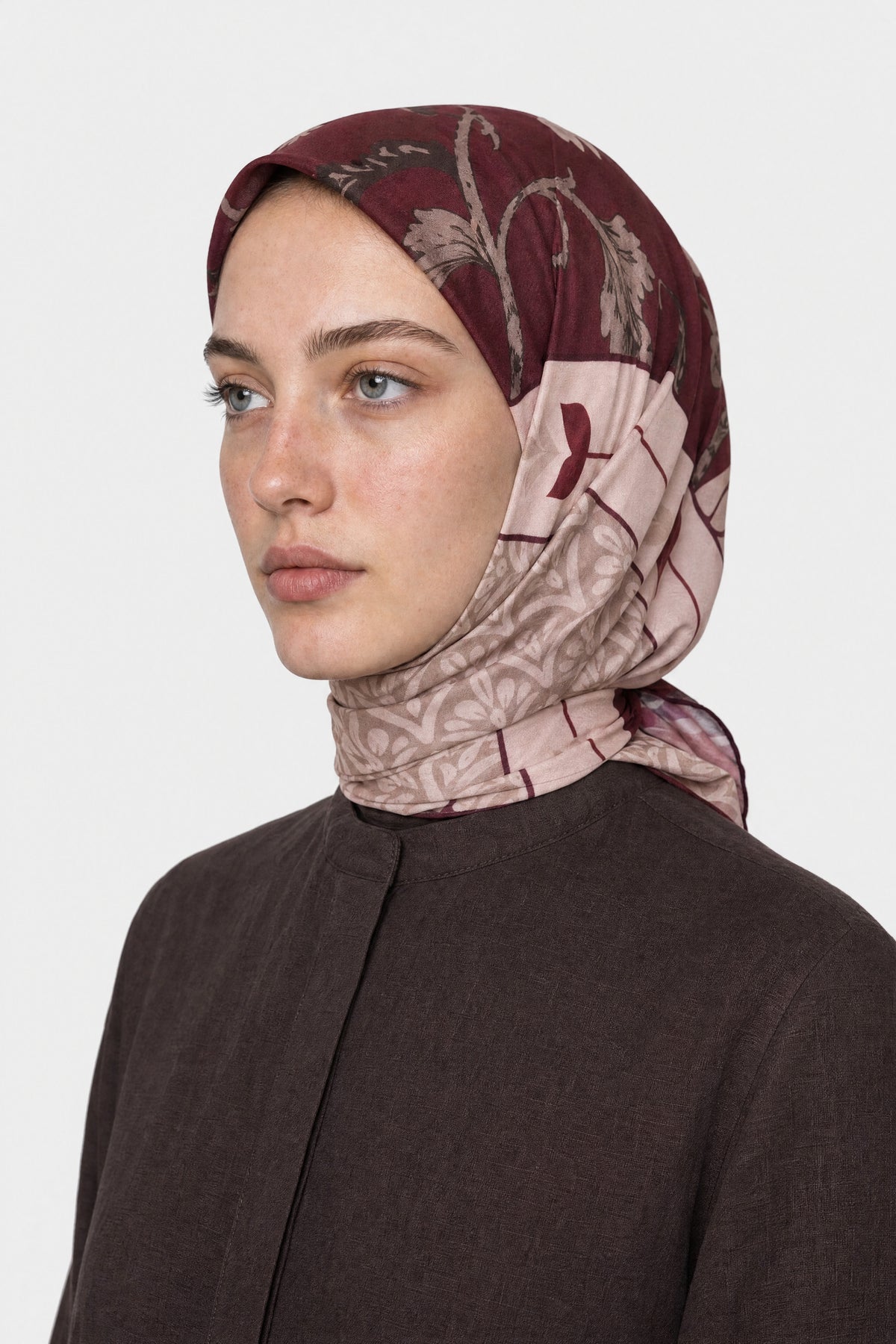 Veil Desen Organik Eşarp - Mürdüm