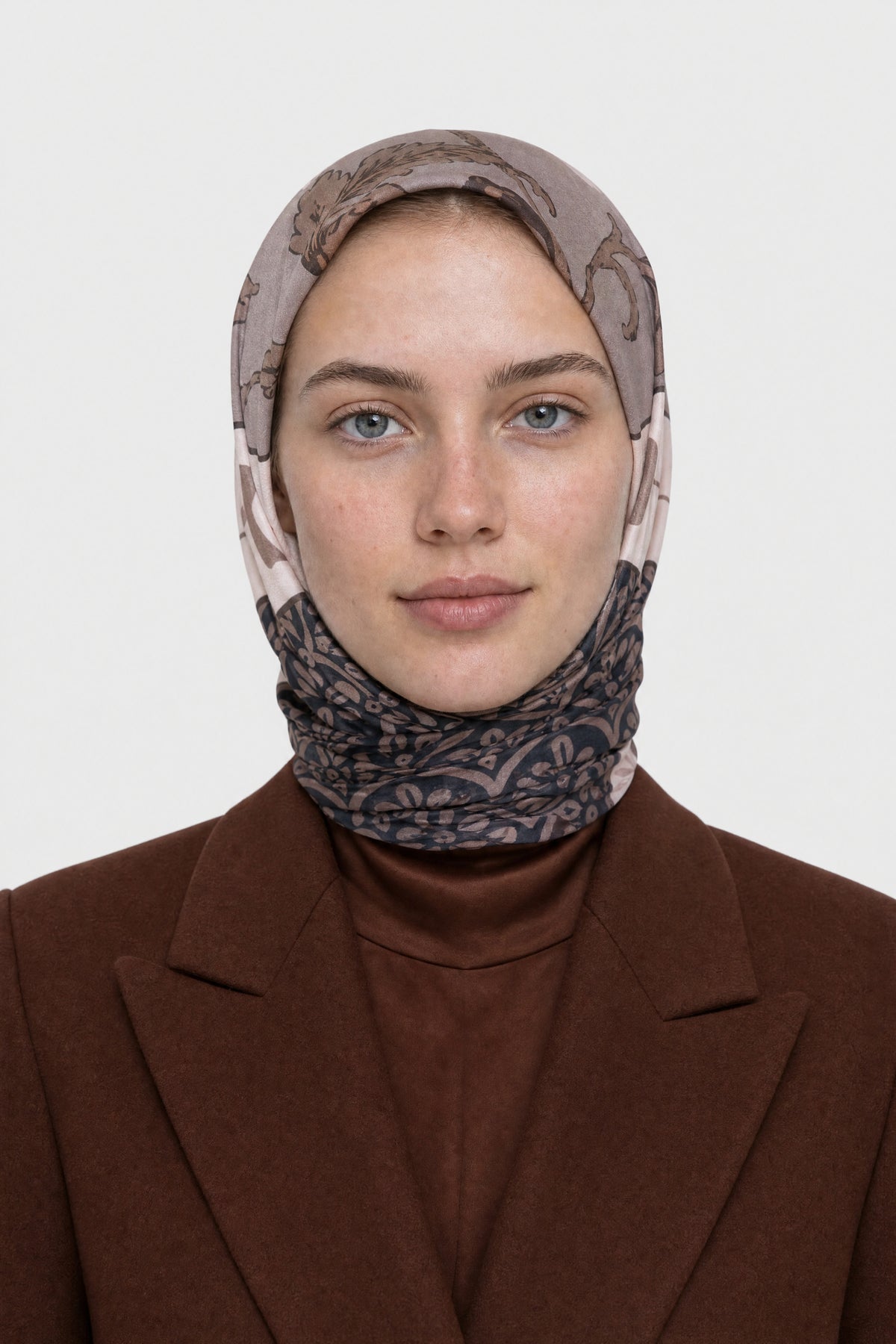 Veil Desen Organik Eşarp - Bej