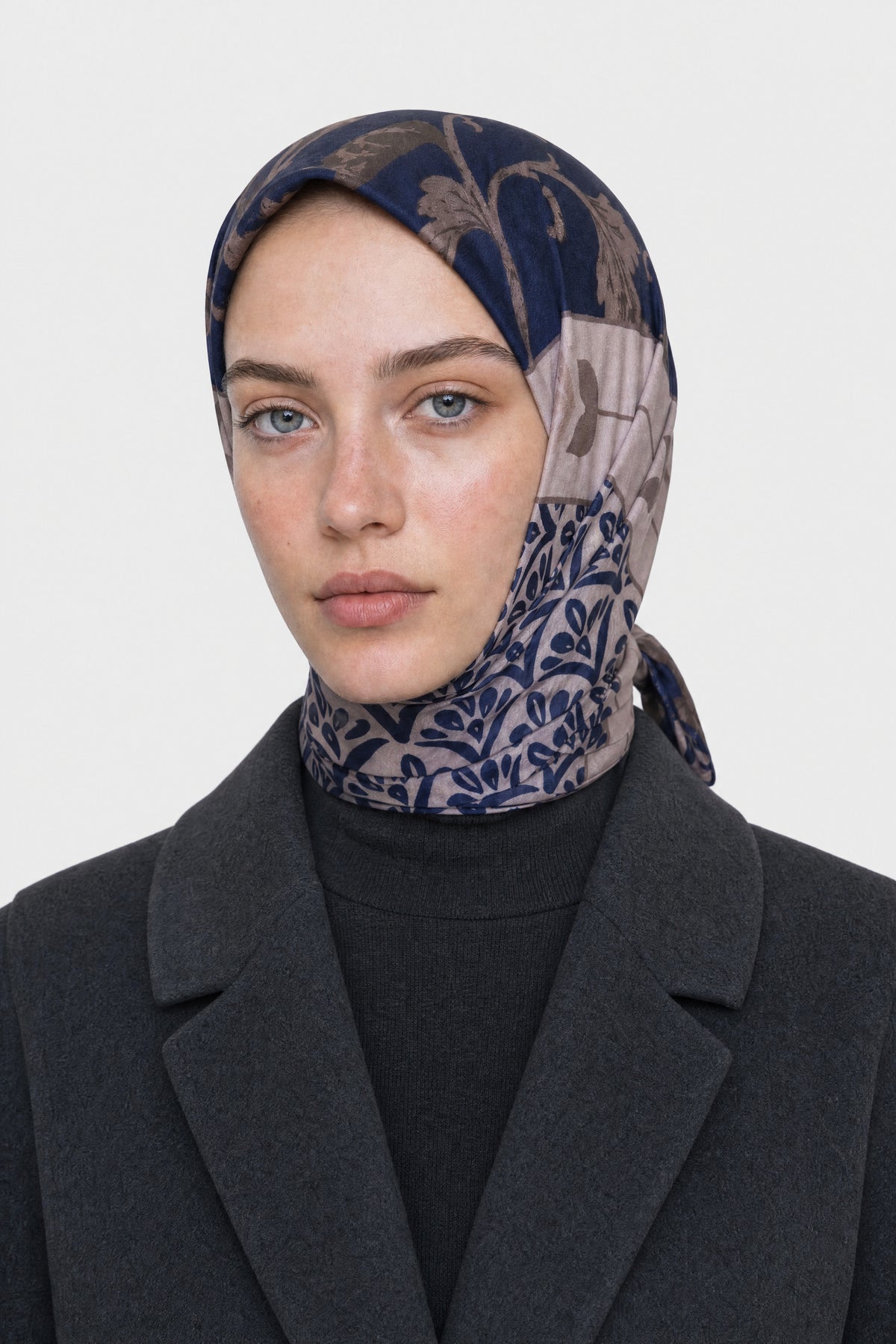 Veil Desen Organik Eşarp - Lacivert